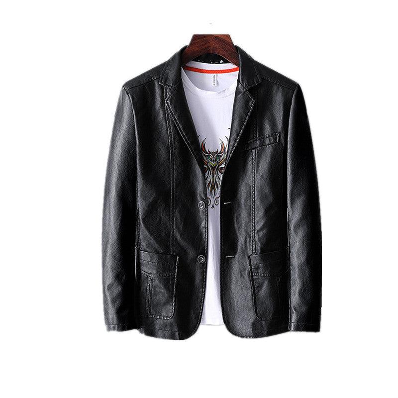 Leather Jacket Thin Lapel - MAXIME