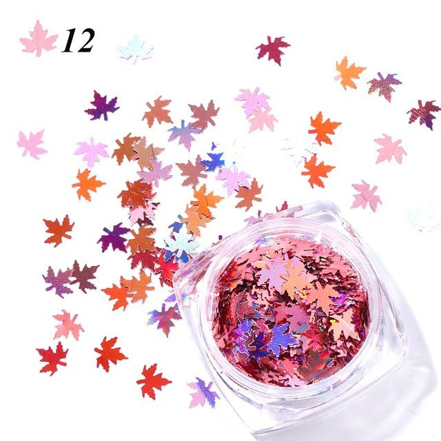 Gradient Maple Leaf Nail Sequins - MAXIME