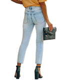 Denim Ripped Ankle-length Casual Pants - MAXIME