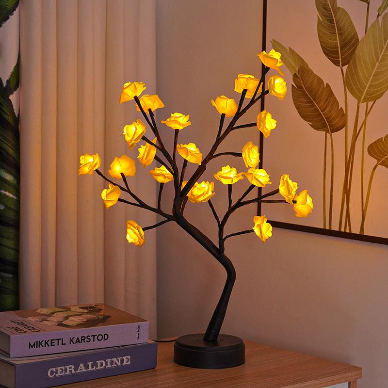 Table Lamp Flower Tree Rose Lamps Fairy Desk Night Lights USB Operated Gifts For Wedding Valentine Christmas Decoration - MAXIME