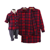 Mother and child red plaid shirt parent-child outfit - MAXIME