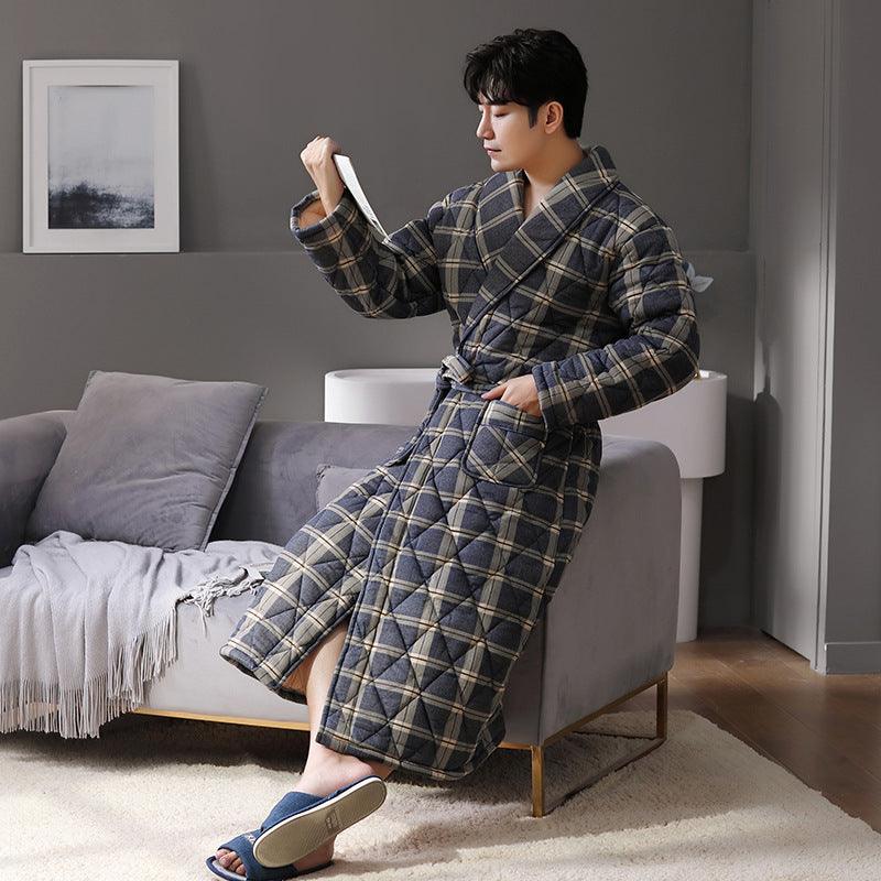 Long Sleeved Autumn And Winter Thin Quilted Bathrobe - MAXIME