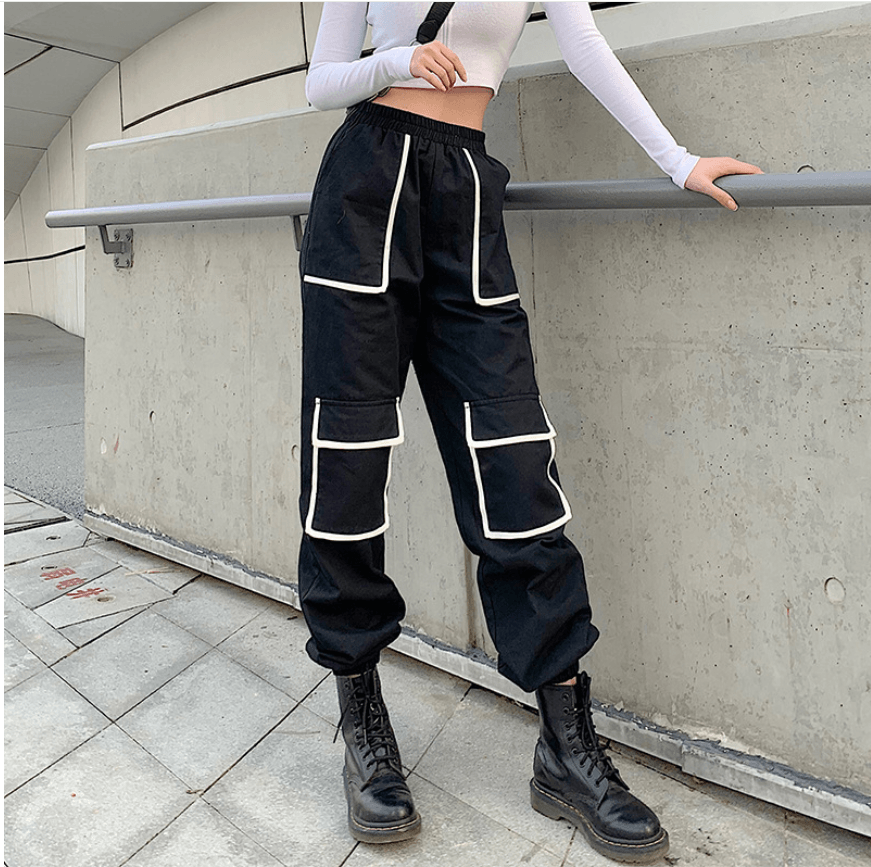 White Stripe Cargo Pants - MAXIME