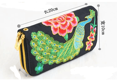 Embroidered Peackock Wallets - MAXIME