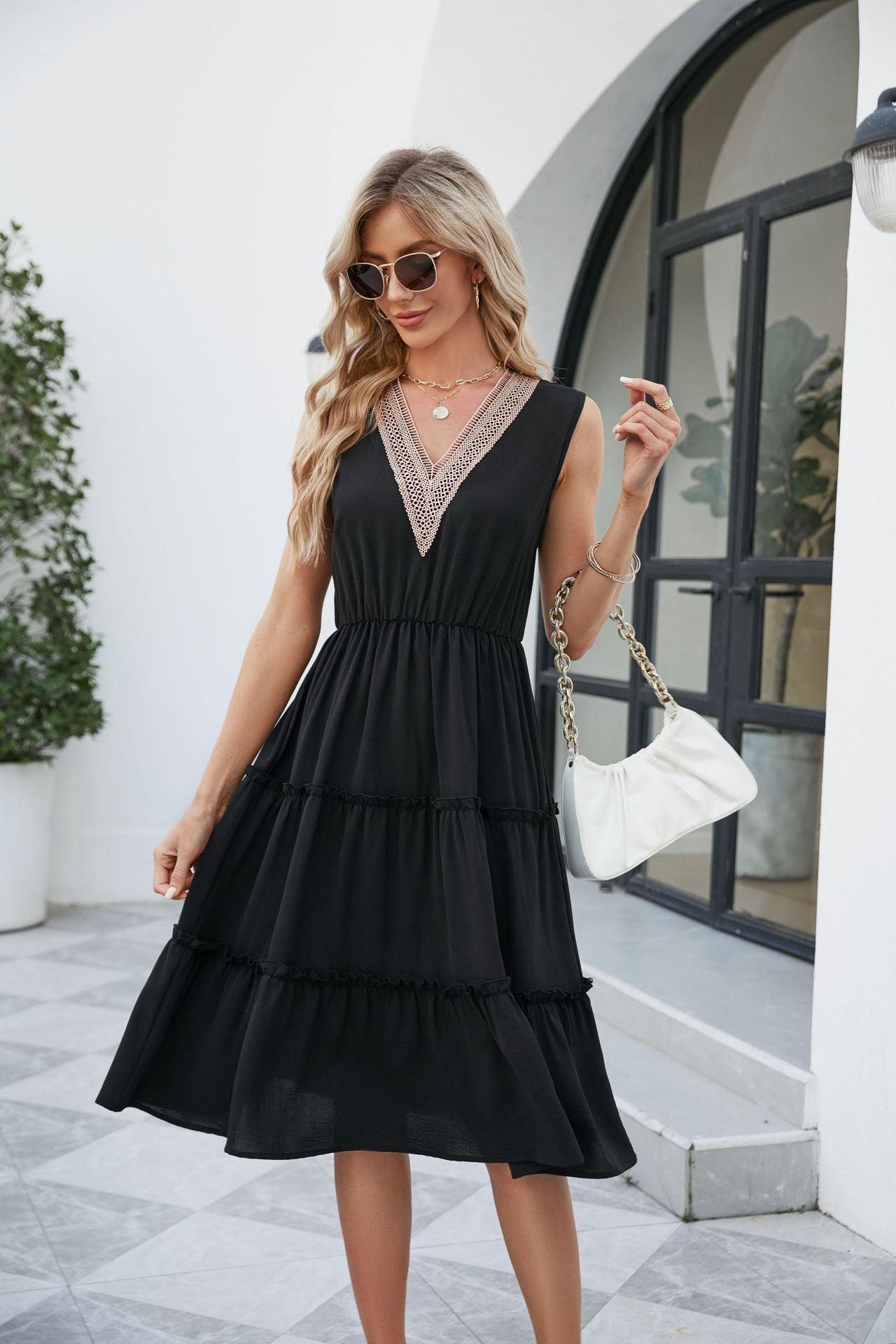 V-neck Women Elegant Dress Beach Summer - MAXIME