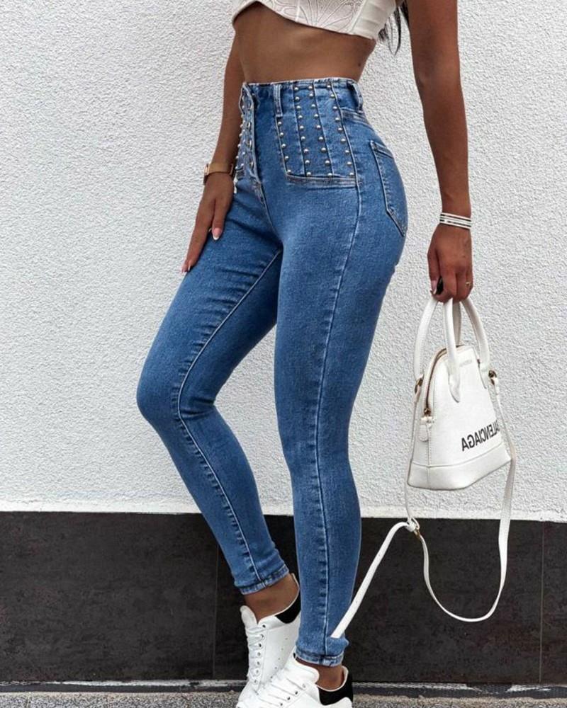 Maxime High Waist Skinny Denim Trousers - MAXIME