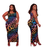 Plus Size Color Leopard Print Womens Clothing - MAXIME