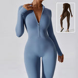 Zipper Long Sleeve Jumpsuit Yoga Fitness