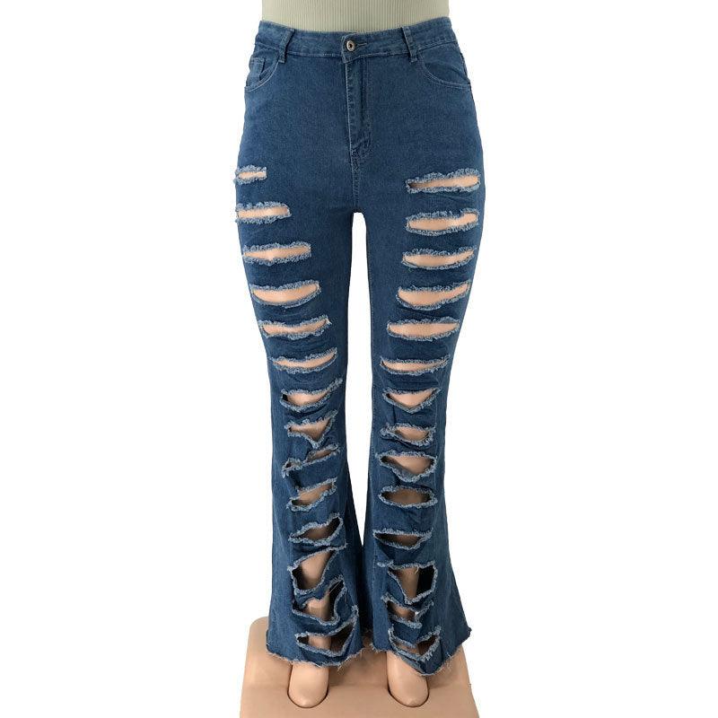 Large Size Women's Torn Jeans - MAXIME