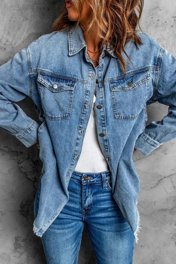 Women's Street Style Lapel Loose Denim Jacket - MAXIME