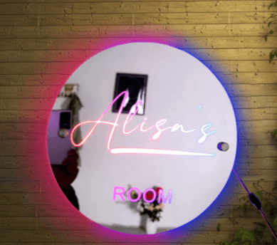 Personalized Name Mirror Light For Bedroom LED Light Up Mirror For Wall Custom Photo - MAXIME