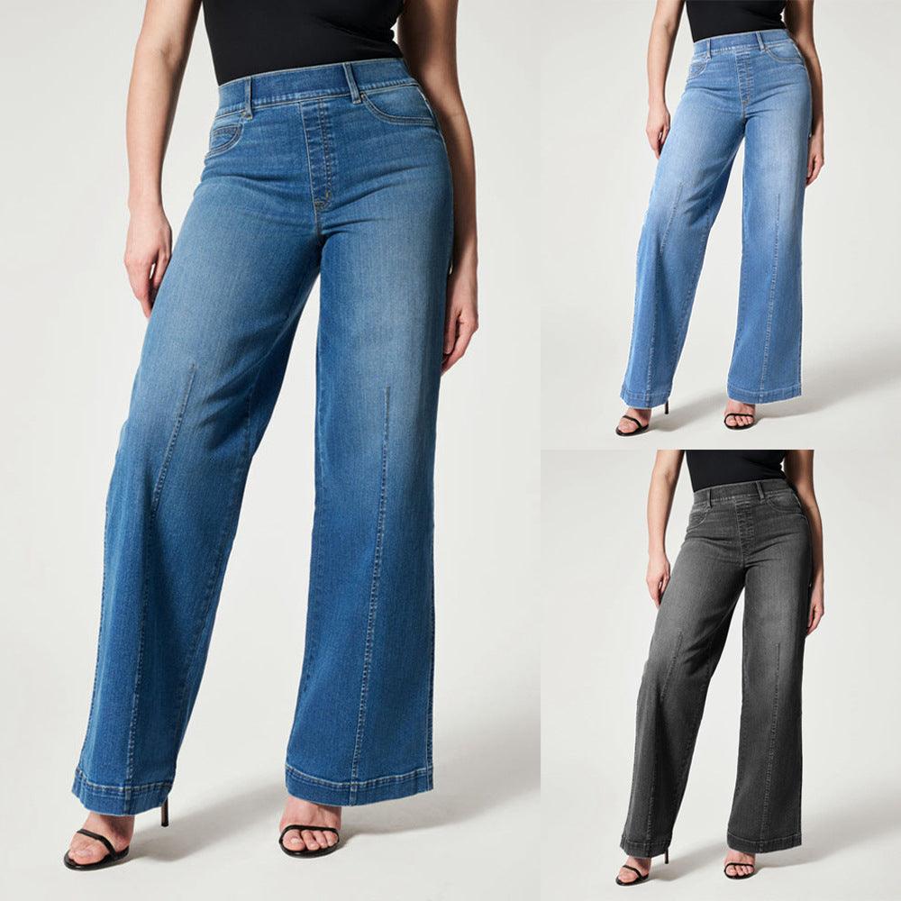 Straight High Elastic Waist Trousers - MAXIME