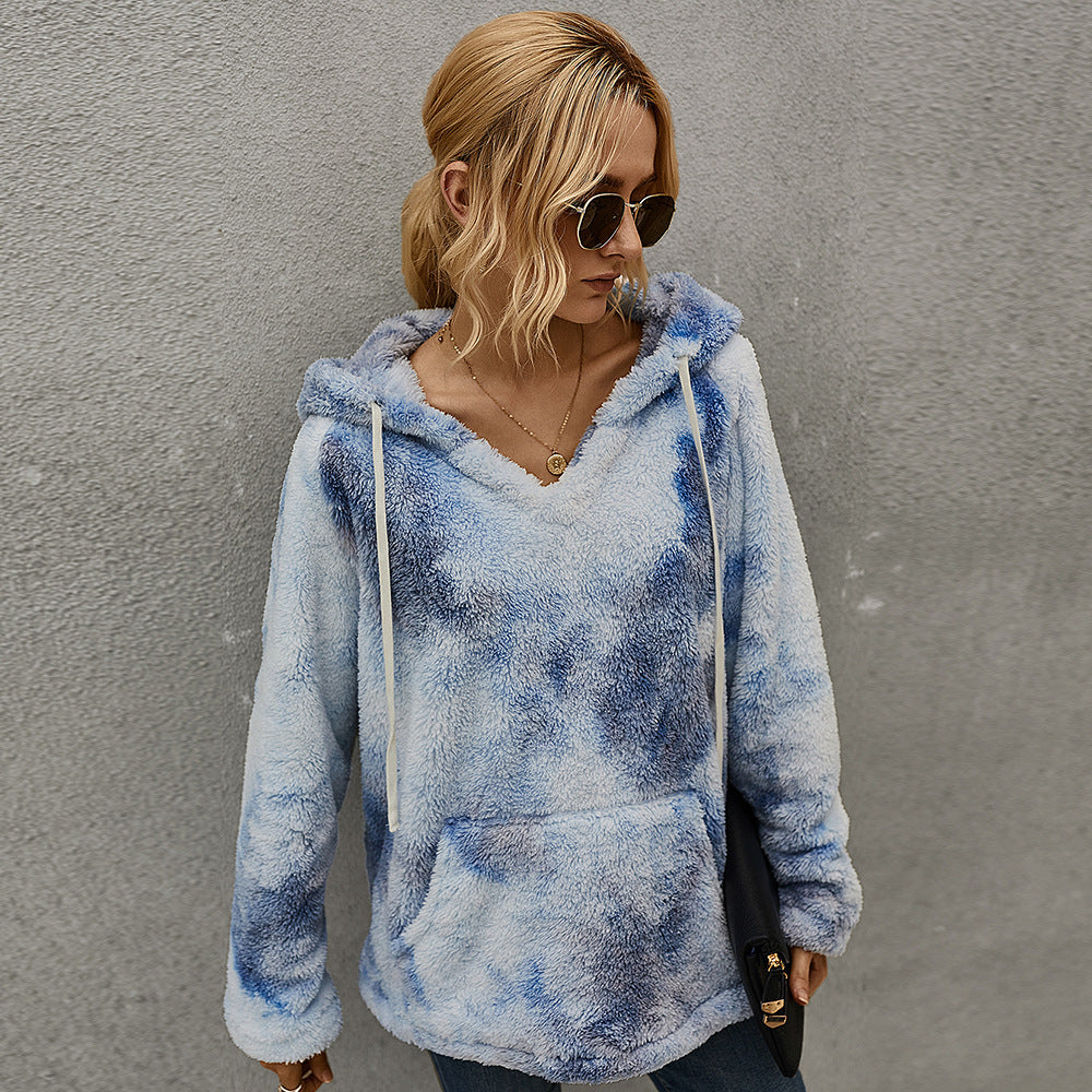 Tie-Dye Hooded Thick Sweater