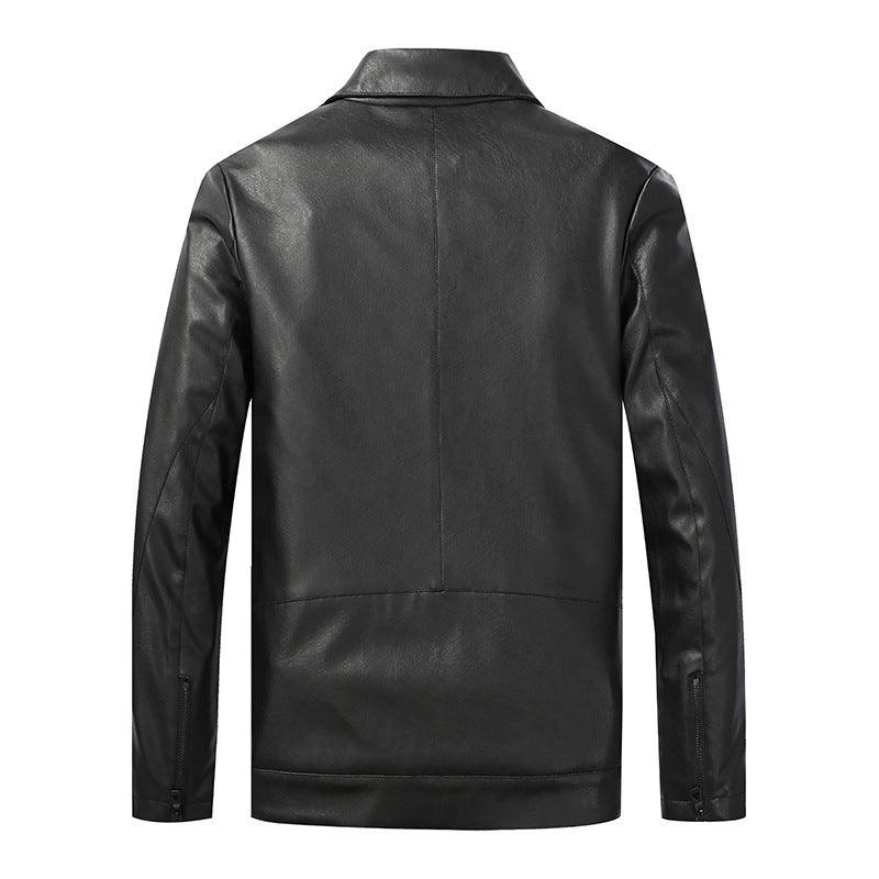 Leather Slim Lapel Casual Leather Jacket - MAXIME