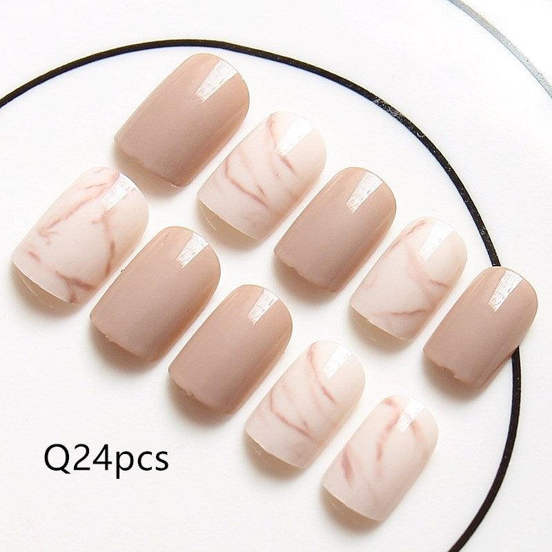 Light khaki smudge false nails - MAXIME