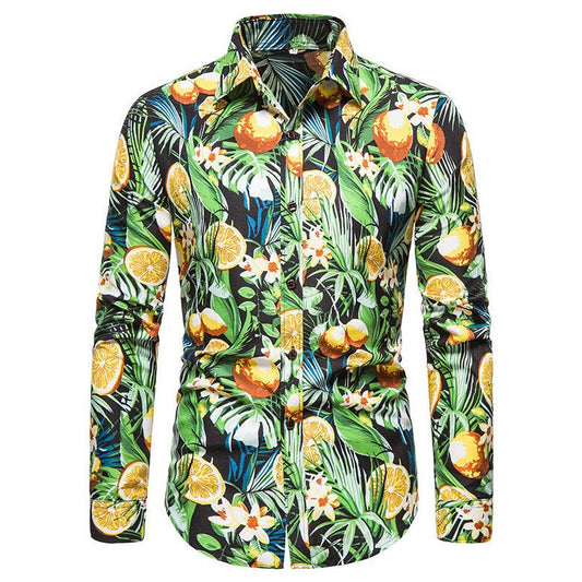 Mens Casual Long Sleeved Floral Shirt - MAXIME