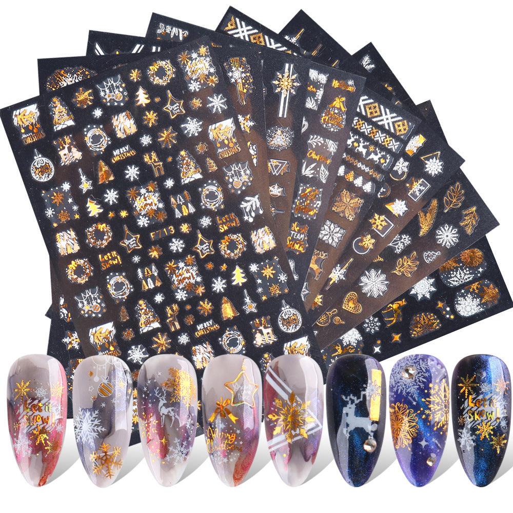 3D Christmas Series Two-color Golden Thin Stickers Nail Art Design Nail Art Stickers - MAXIME