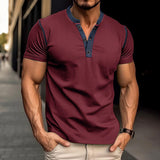 Summer Button V-neck T-shirt Tops - MAXIME