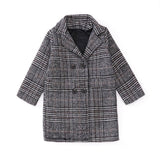 Gray plaid houndstooth coat for girls - MAXIME