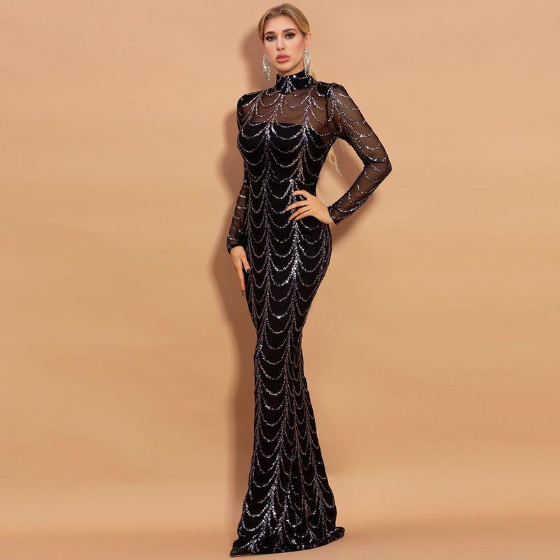 Maxi Dresses Long Sleeve Female Party Dresses - MAXIME