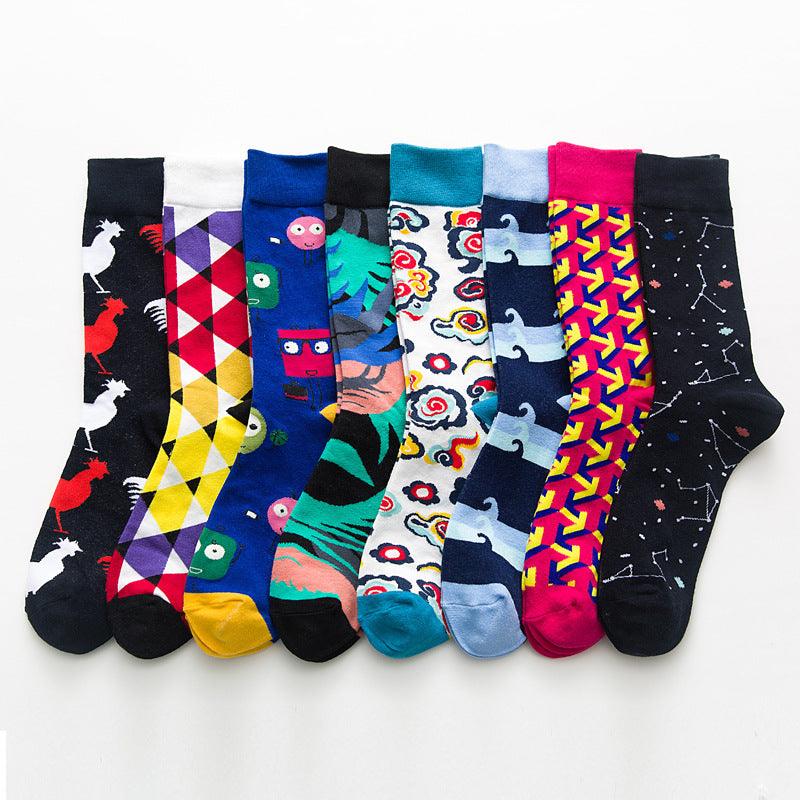 Geometry Pattern Funny Cotton Socks - MAXIME