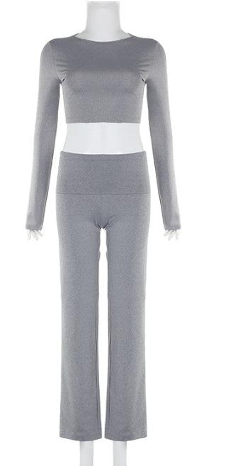 Round Neck Long Sleeve Two-piece Set - MAXIME