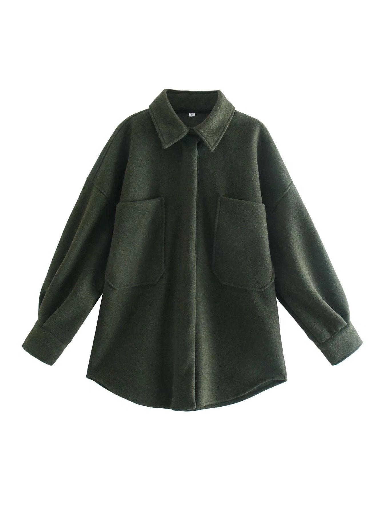 Woolen Shirt Top Spring Winter New Loose Coat - MAXIME