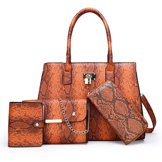 Four-piece fashionable large-capacity snake print bag - MAXIME