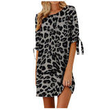 Maxime Leopard Print Round Neck Dress - MAXIME