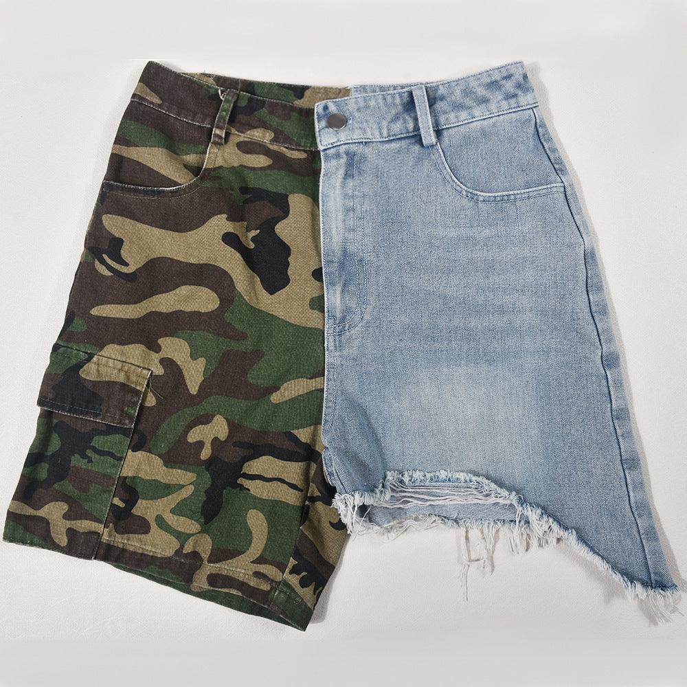 Denim Stitched Camouflage Shorts - MAXIME