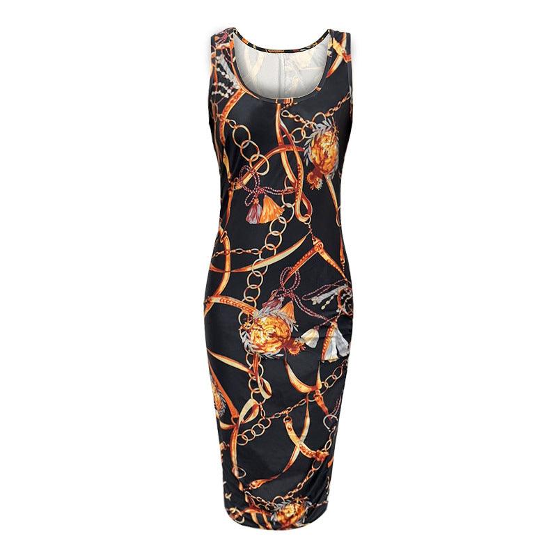 Women's Positioning Print Sleeveless Plus Size Dress - MAXIME