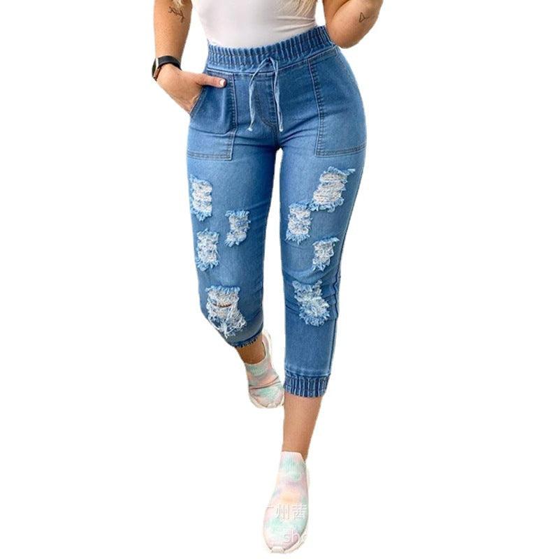 Women's New Blue Ripped Jeans - MAXIME