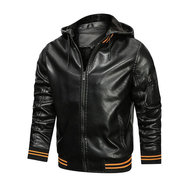 Men's Spot Hooded Leather Jacket Men - MAXIME