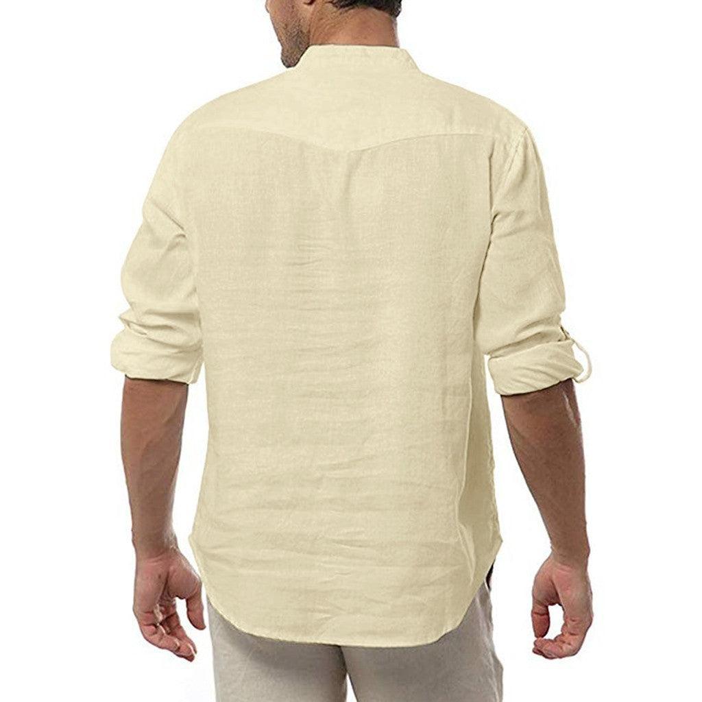 Men's Long Sleeve V Neck Casual Shirt - MAXIME