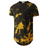 Mens Hip Hop Tie-Dyed Hipster Curve Hem T Shirt - MAXIME