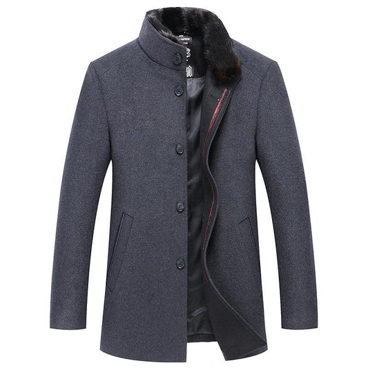 Men's Stand Collar Woolen Coat - MAXIME