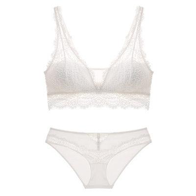 Laceless Bra Gathering Bra Lace Bra Set - MAXIME