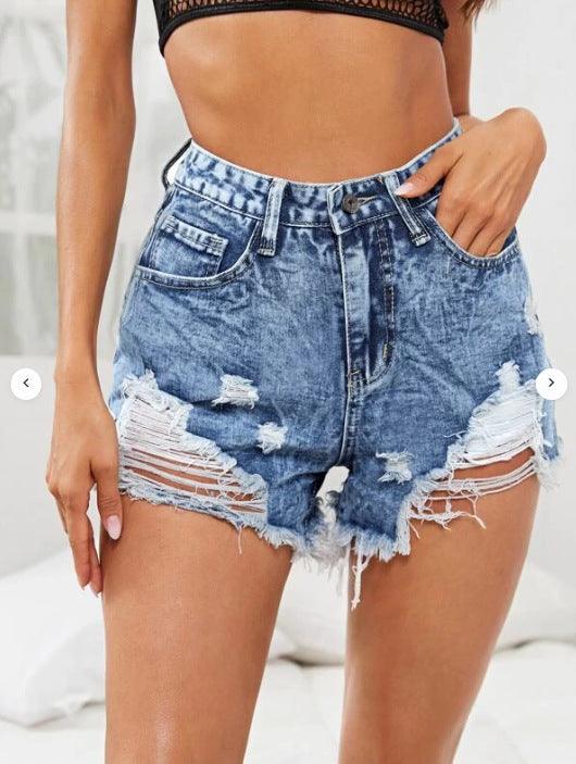 Waist Ripped Denim Shorts - MAXIME