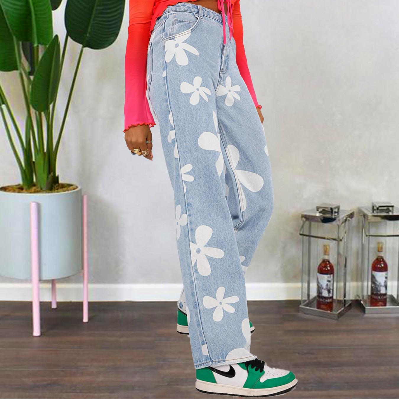 Fashionable Simple Printed Straight Jeans - MAXIME