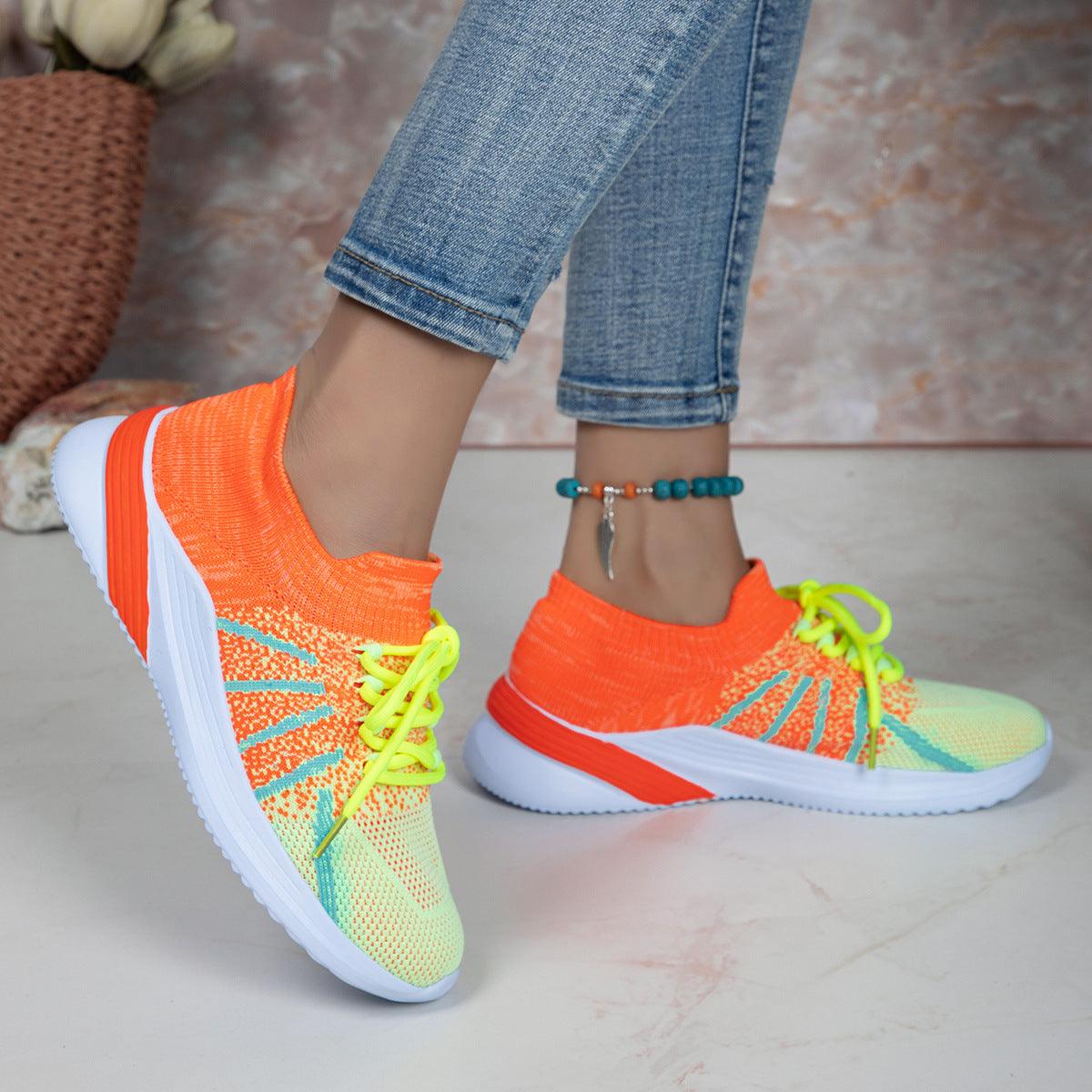 Women Color-matching Breathable Mesh Shoes Running Walking Casual Sneakers - MAXIME