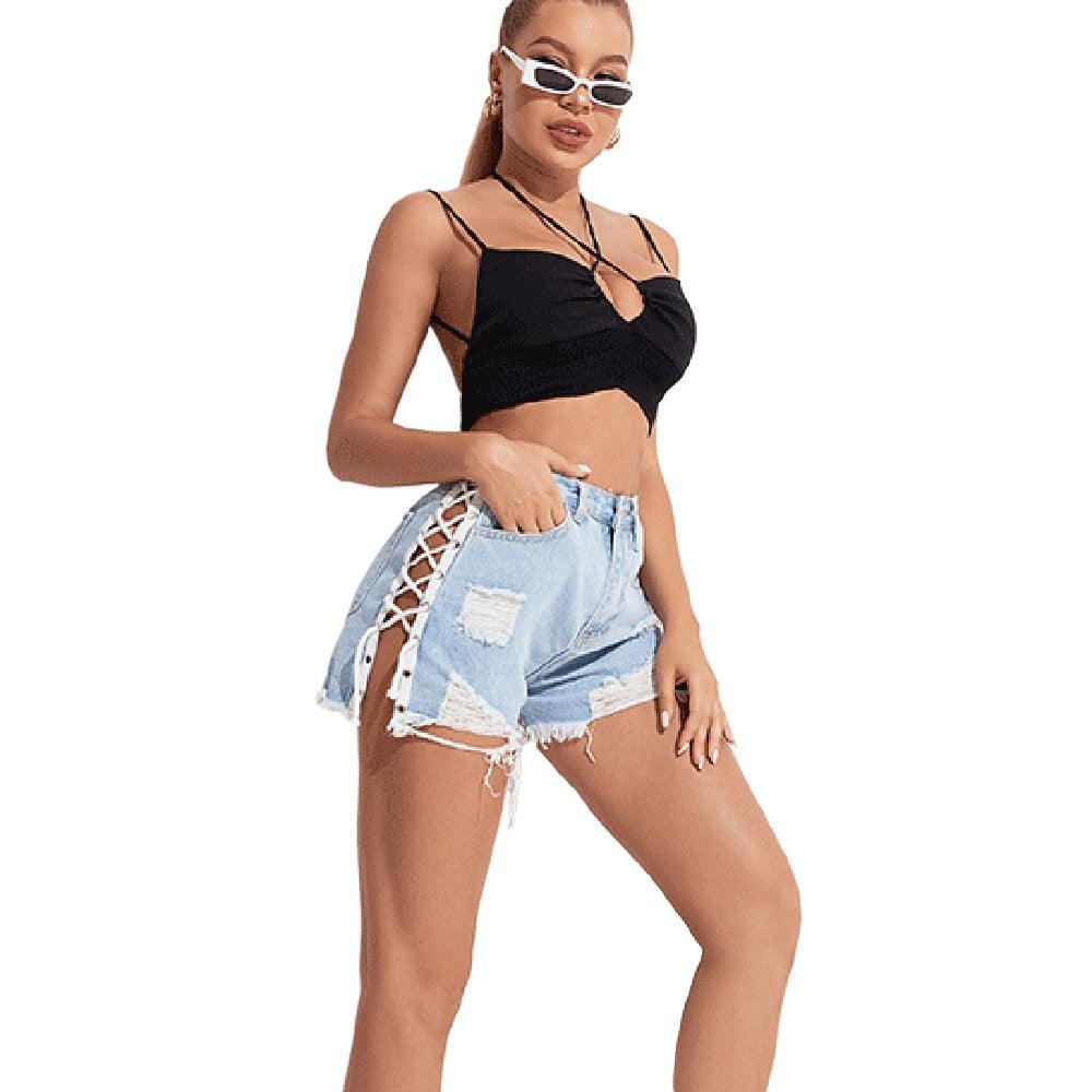 Slim-fit High Waist Denim Shorts - MAXIME