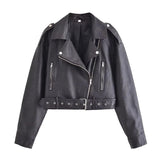 Leather Short Zipper Fashion Jacket - MAXIME