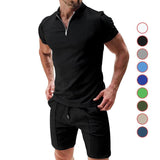 2Pcs Casual Solid Color T-shirt Set For Mens Clothing - MAXIME