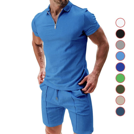 2Pcs Casual Solid Color T-shirt Set For Mens Clothing - MAXIME