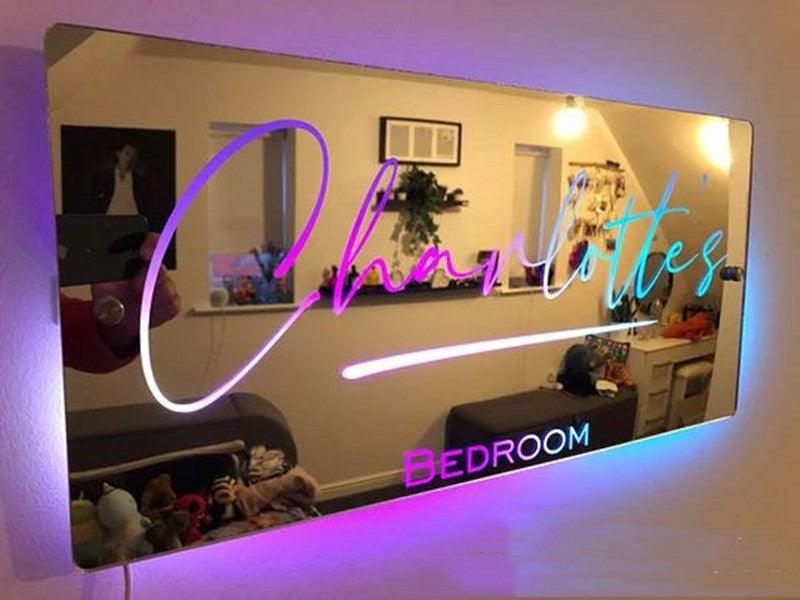 Personalized Name Mirror Light For Bedroom LED Light Up Mirror For Wall Custom Photo - MAXIME