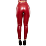 High Waist Leather V Shape Leggings Leather - MAXIME