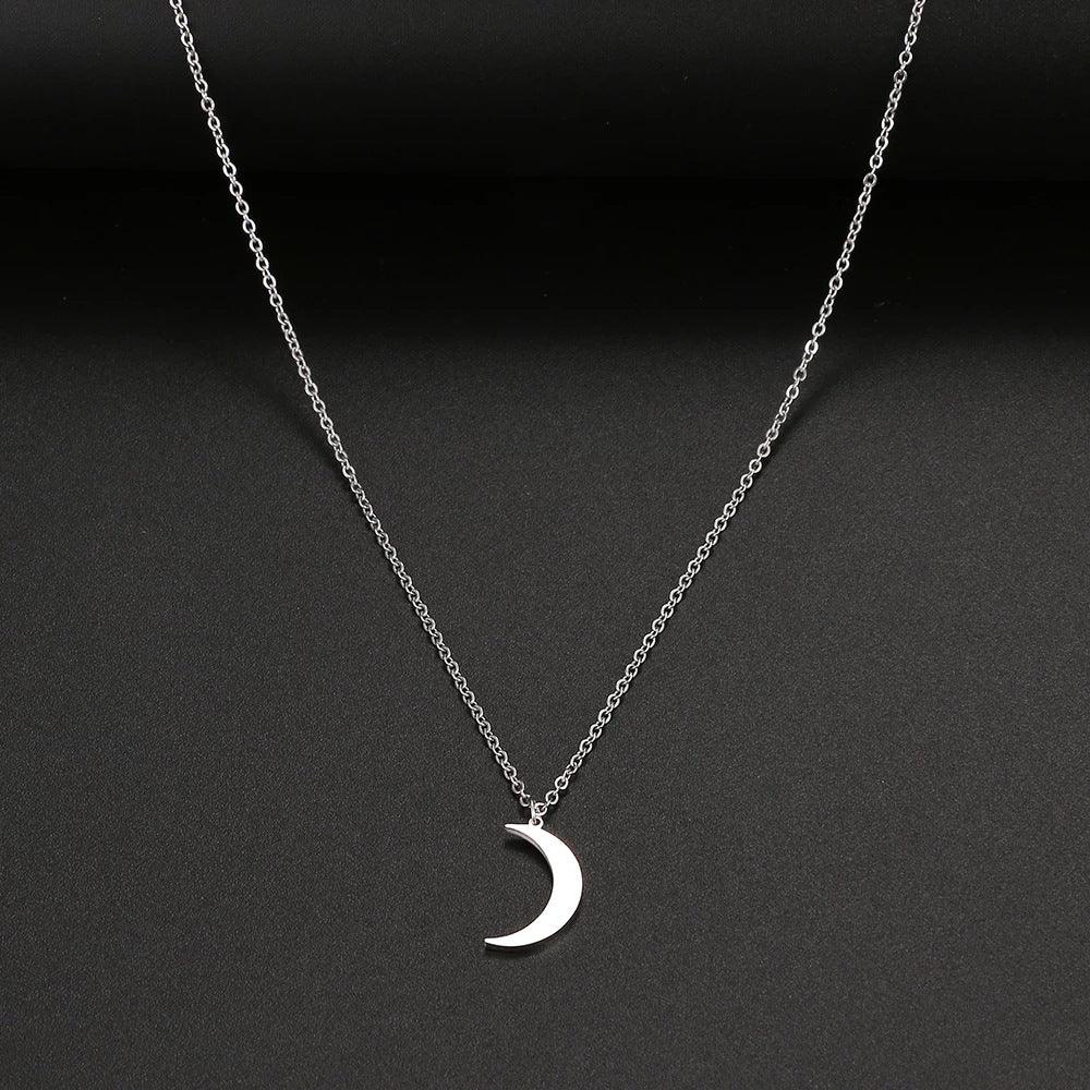 Women's Fashion Simple Stainless Steel Moon Pendant Necklace - MAXIME