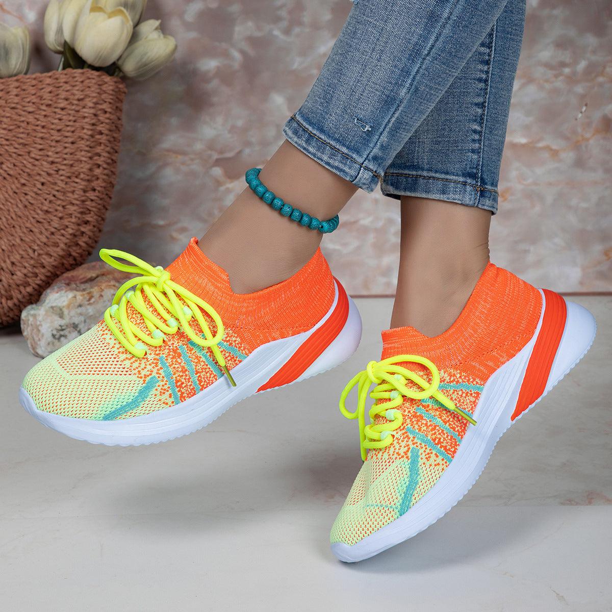 Women Color-matching Breathable Mesh Shoes Running Walking Casual Sneakers - MAXIME