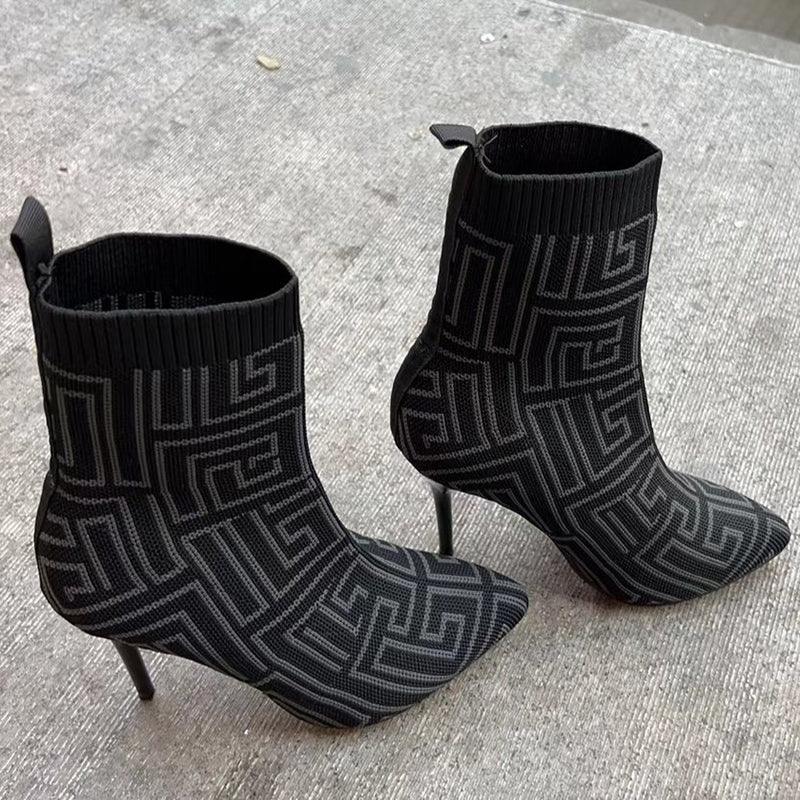 High Heel Boots Print Shoes - MAXIME