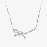 Women's Bow Pearl Necklace Micro Inlaid Zircon - MAXIME